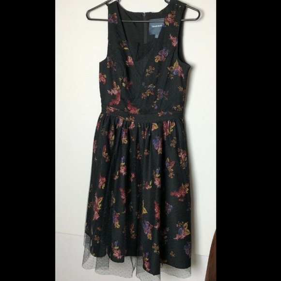 black floral overlay dress
